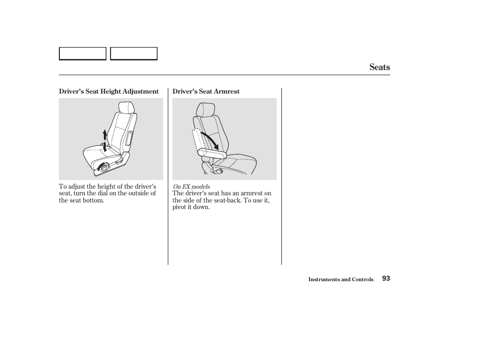 Seats | HONDA 2003 Element - Owner's Manual User Manual | Page 97 / 338