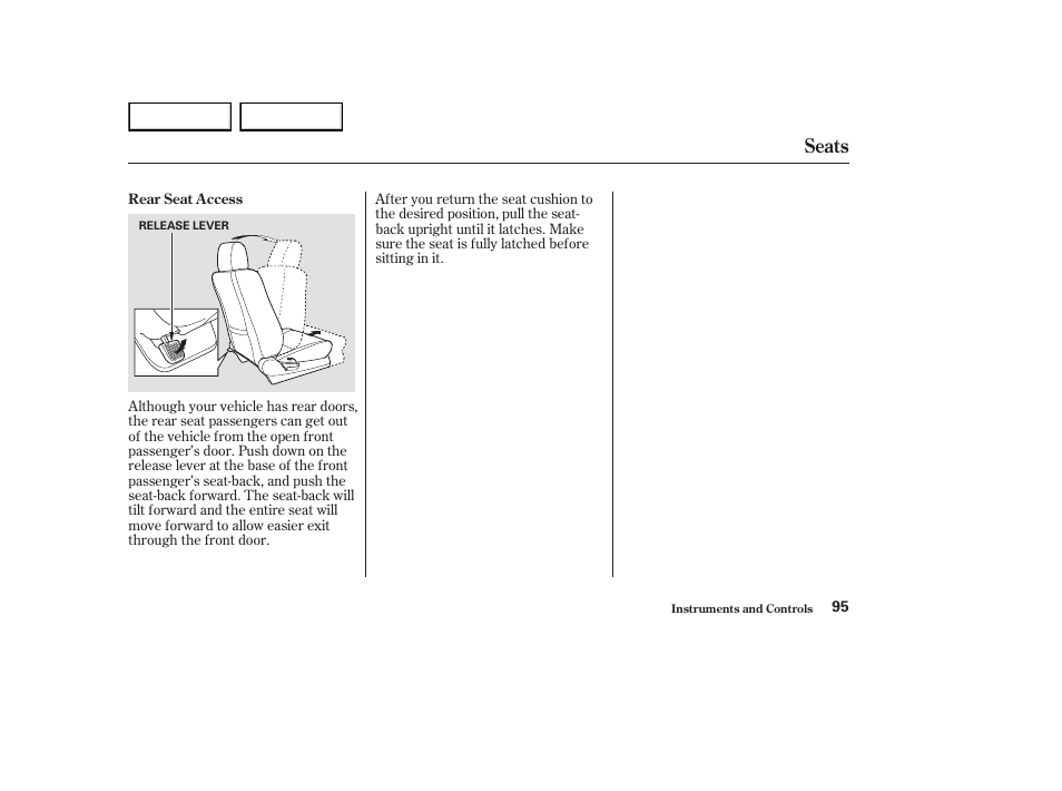 Seats | HONDA 2003 Element - Owner's Manual User Manual | Page 99 / 338