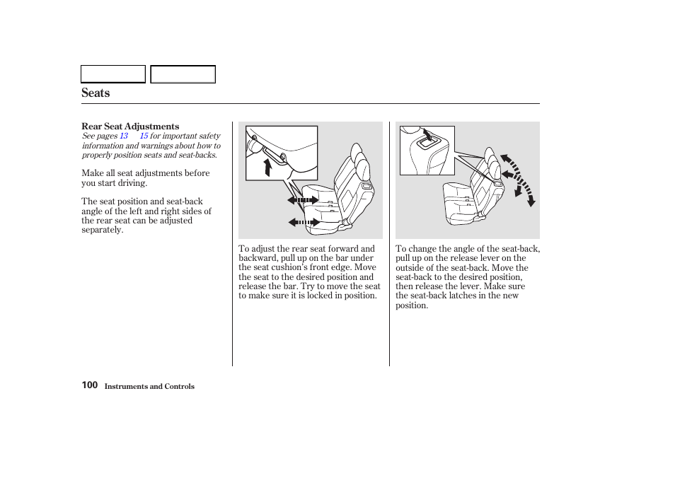 Seats | HONDA 2003 CR-V - Owner's Manual User Manual | Page 104 / 374