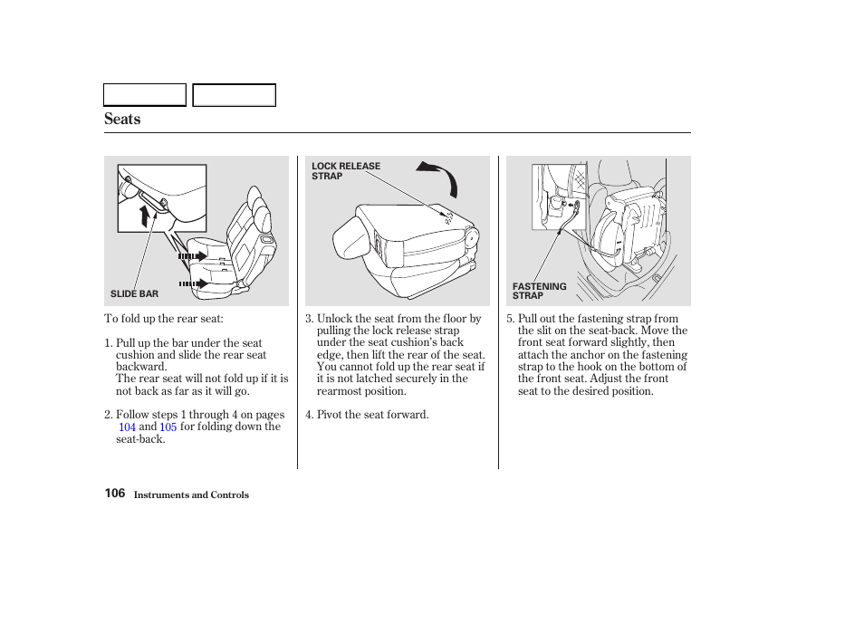 Seats | HONDA 2003 CR-V - Owner's Manual User Manual | Page 110 / 374