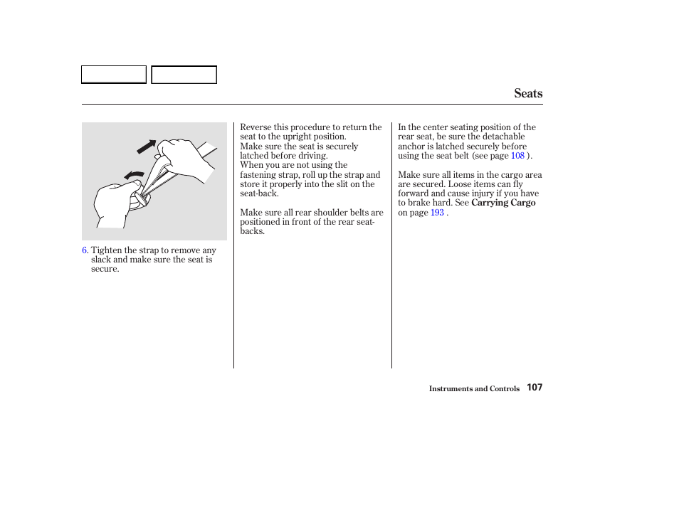 Seats | HONDA 2003 CR-V - Owner's Manual User Manual | Page 111 / 374