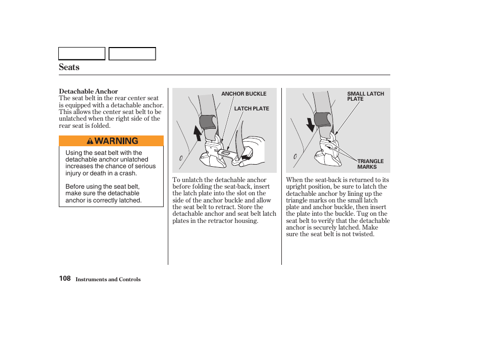 Seats | HONDA 2003 CR-V - Owner's Manual User Manual | Page 112 / 374