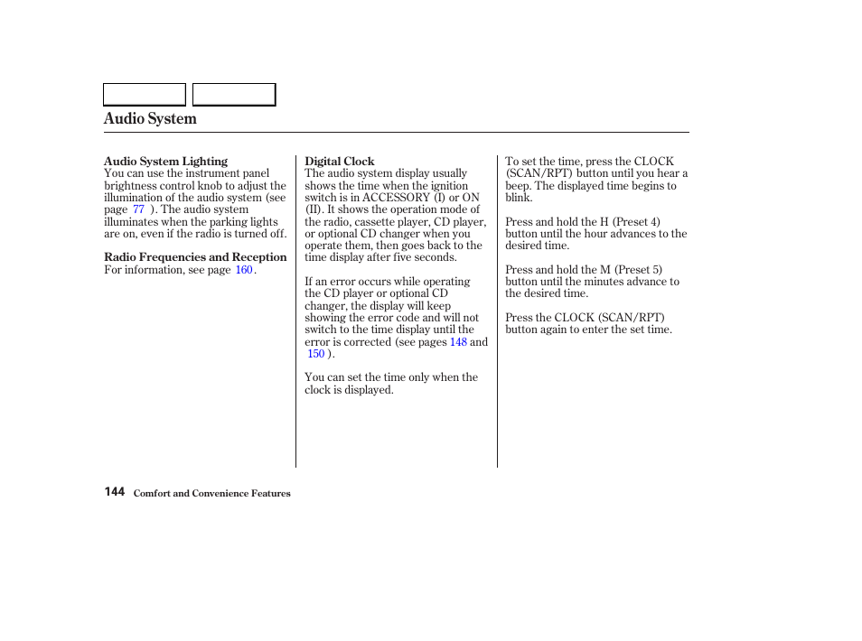 Audio system | HONDA 2003 CR-V - Owner's Manual User Manual | Page 148 / 374