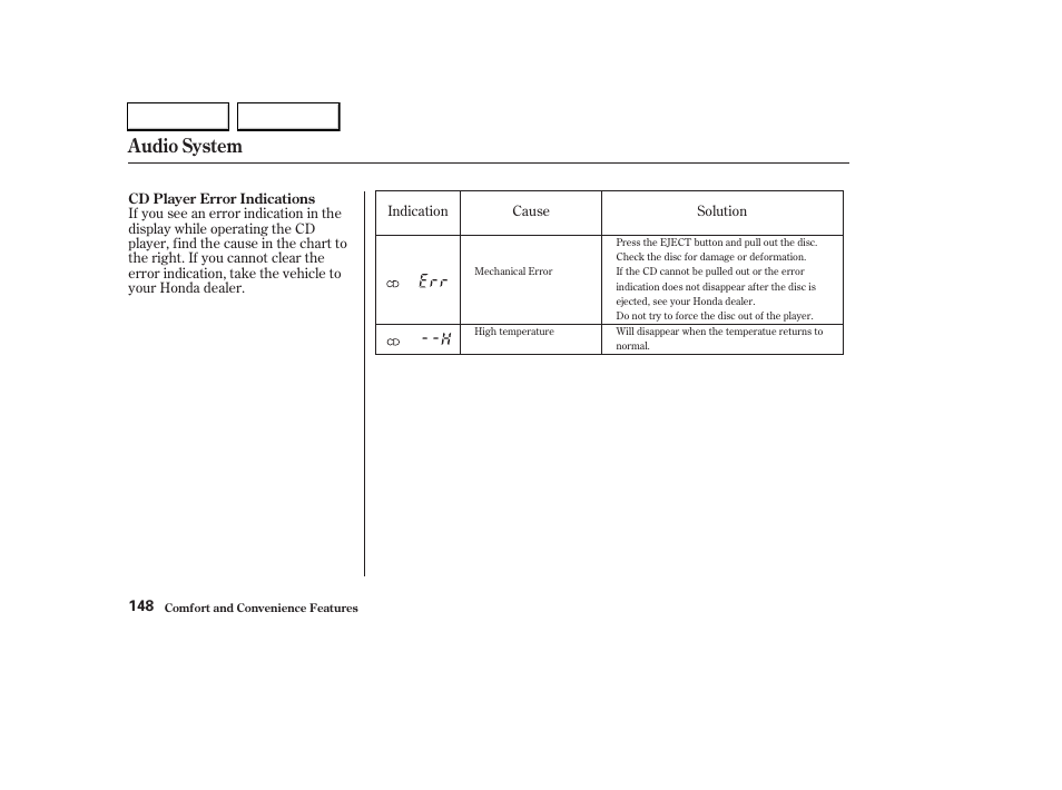 Audio system | HONDA 2003 CR-V - Owner's Manual User Manual | Page 152 / 374