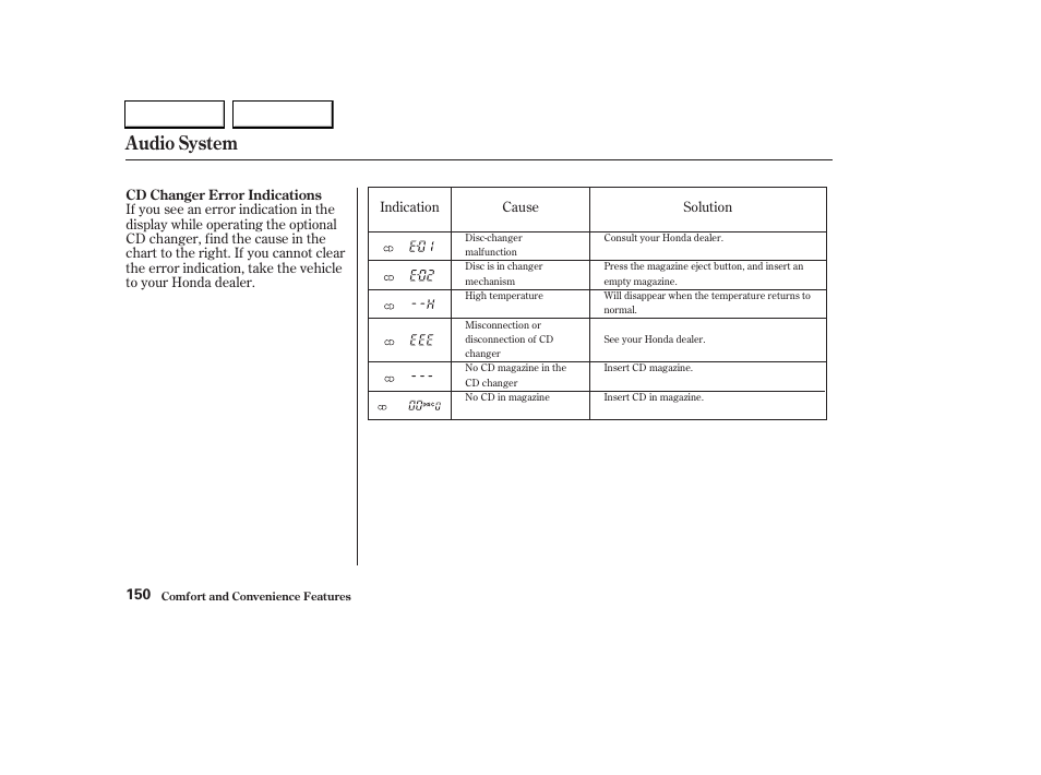 Audio system | HONDA 2003 CR-V - Owner's Manual User Manual | Page 154 / 374