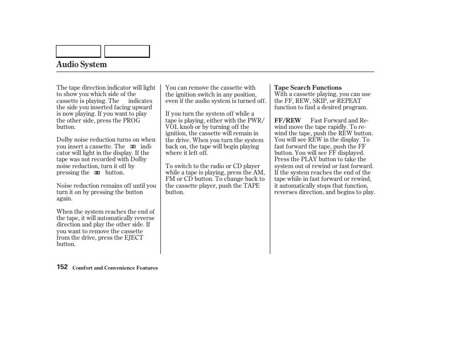 Audio system | HONDA 2003 CR-V - Owner's Manual User Manual | Page 156 / 374