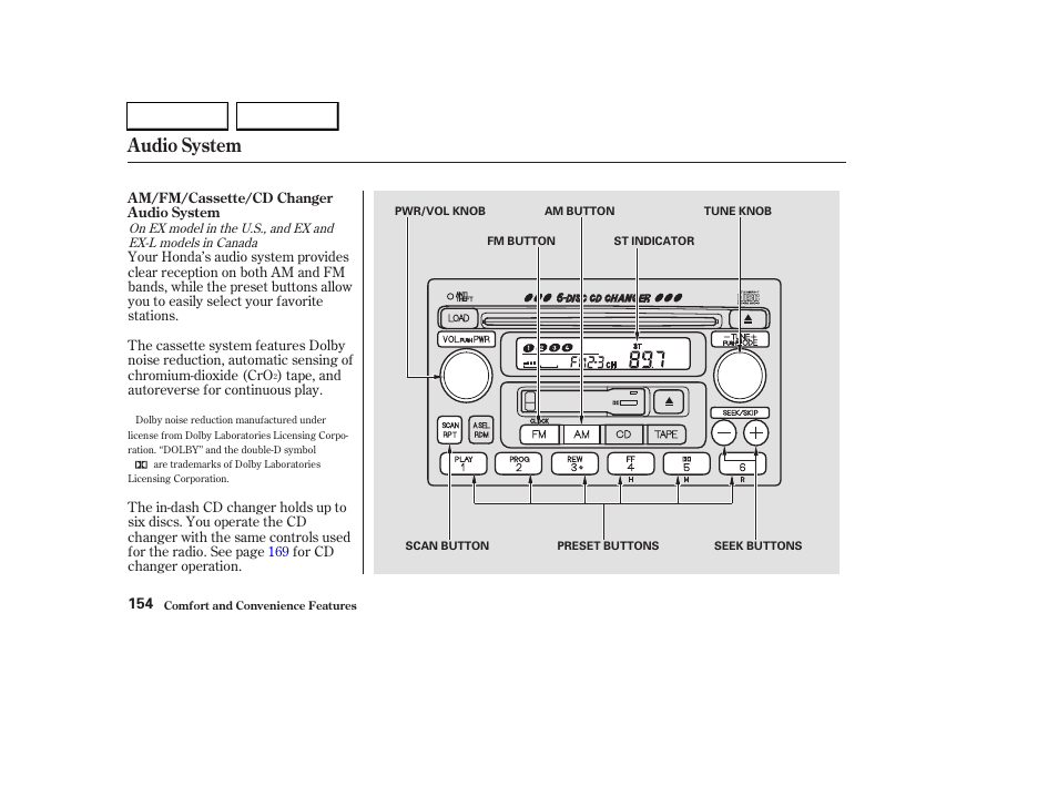 Audio system | HONDA 2003 CR-V - Owner's Manual User Manual | Page 158 / 374