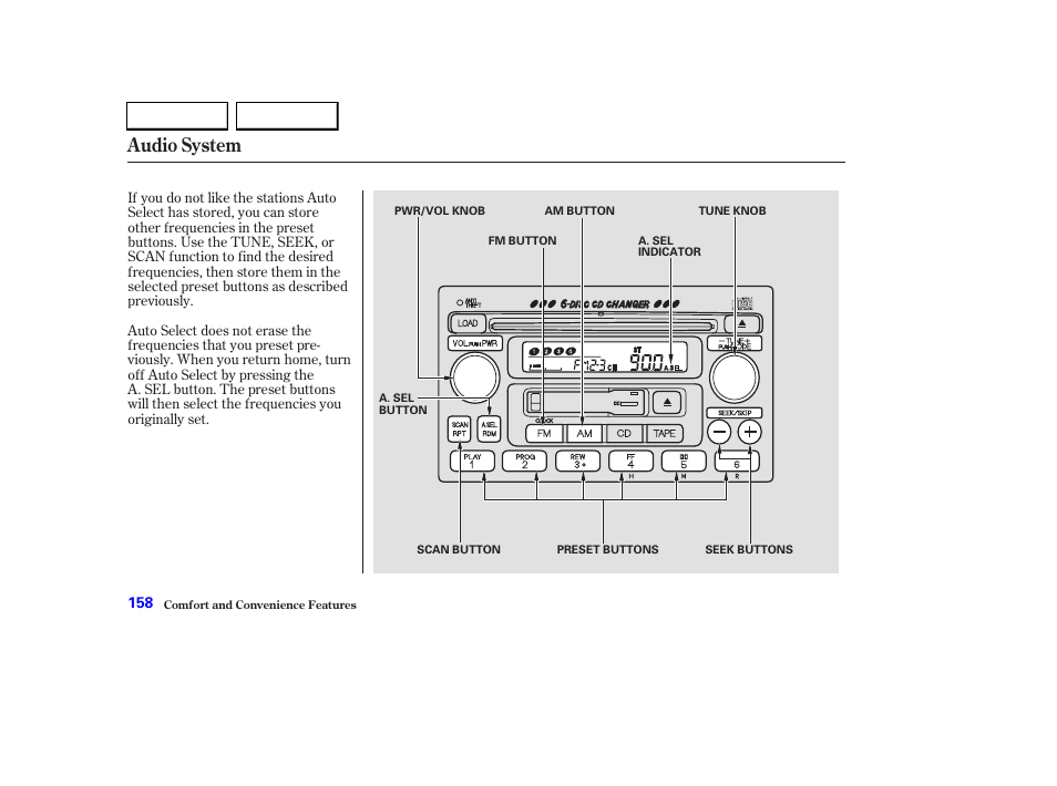 Audio system | HONDA 2003 CR-V - Owner's Manual User Manual | Page 162 / 374