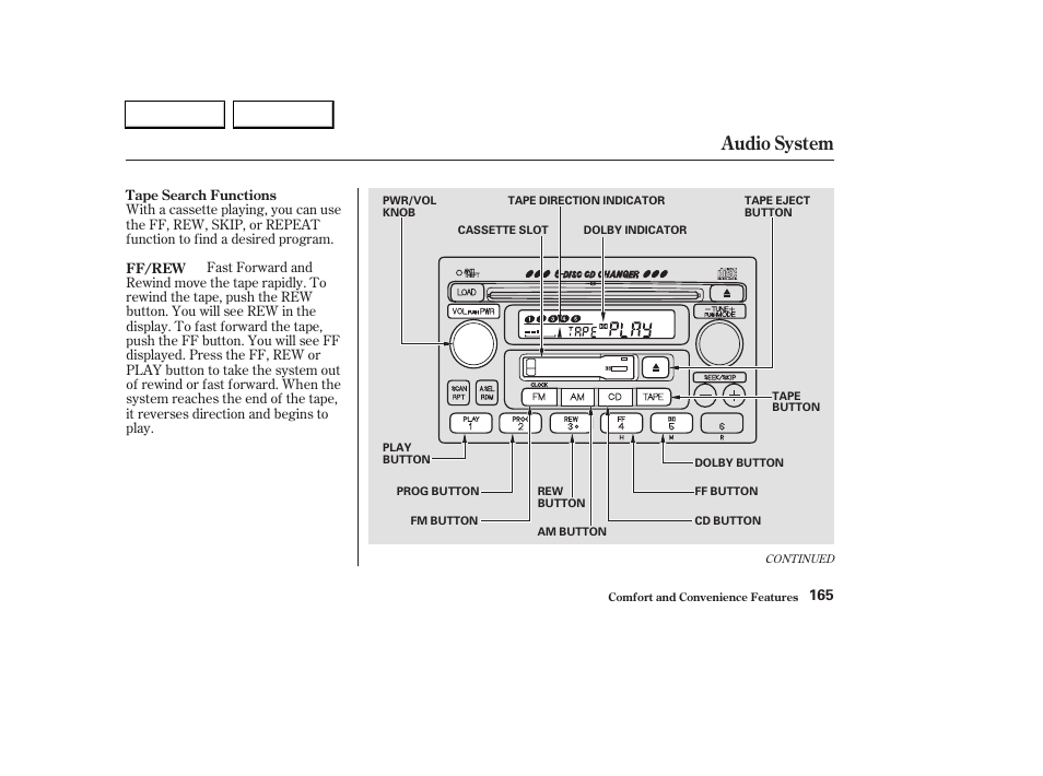 Audio system | HONDA 2003 CR-V - Owner's Manual User Manual | Page 169 / 374