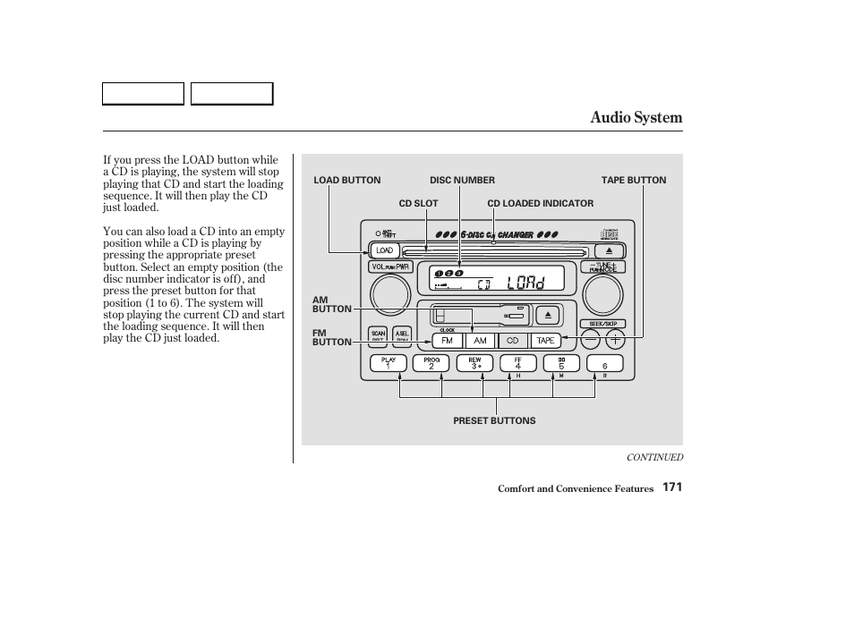 Audio system | HONDA 2003 CR-V - Owner's Manual User Manual | Page 175 / 374