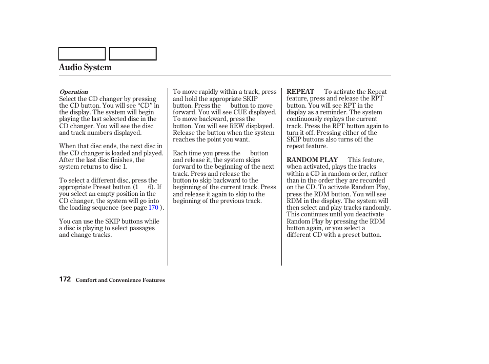 Audio system | HONDA 2003 CR-V - Owner's Manual User Manual | Page 176 / 374