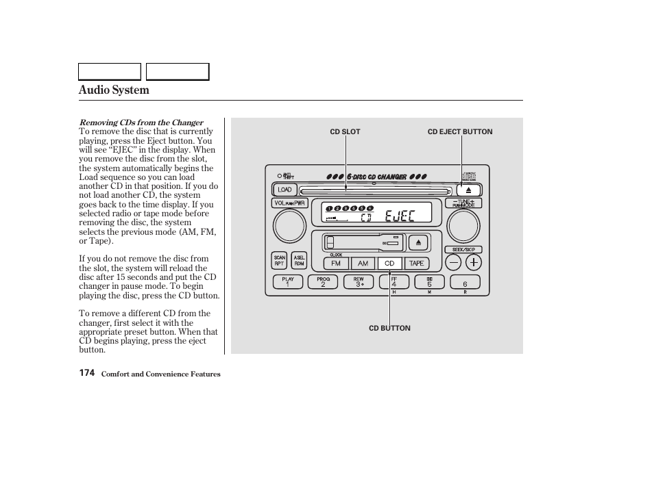 Audio system | HONDA 2003 CR-V - Owner's Manual User Manual | Page 178 / 374