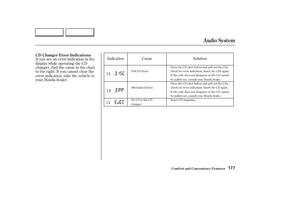 Audio system | HONDA 2003 CR-V - Owner's Manual User Manual | Page 181 / 374