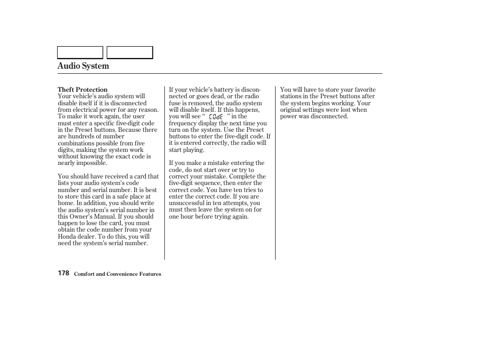 Audio system | HONDA 2003 CR-V - Owner's Manual User Manual | Page 182 / 374