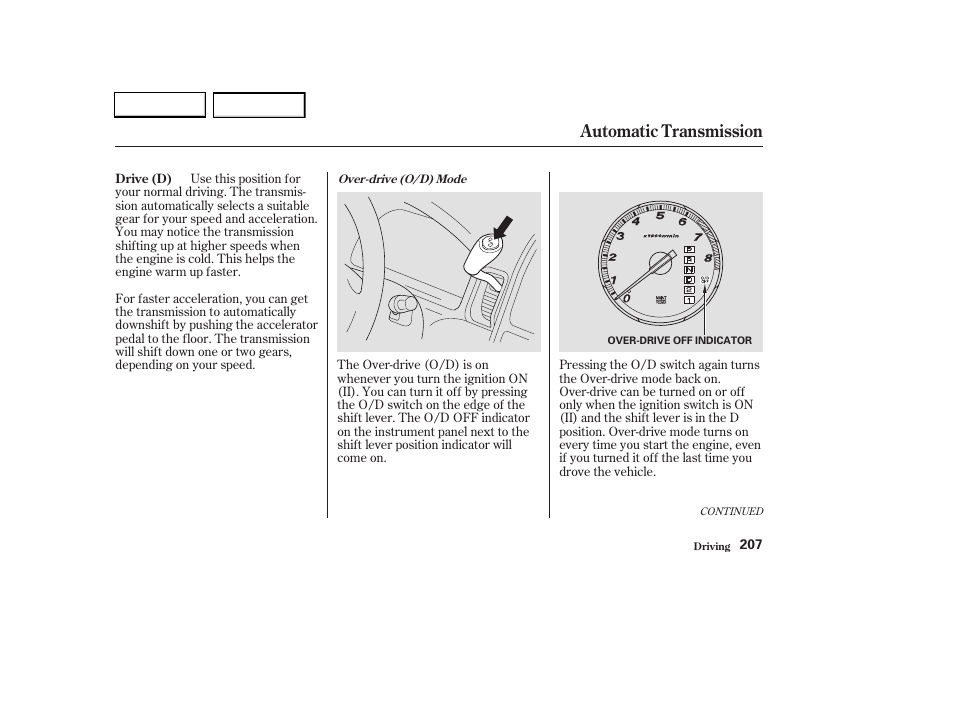 Automatic transmission | HONDA 2003 CR-V - Owner's Manual User Manual | Page 211 / 374