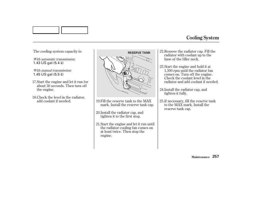 Cooling system | HONDA 2003 CR-V - Owner's Manual User Manual | Page 261 / 374