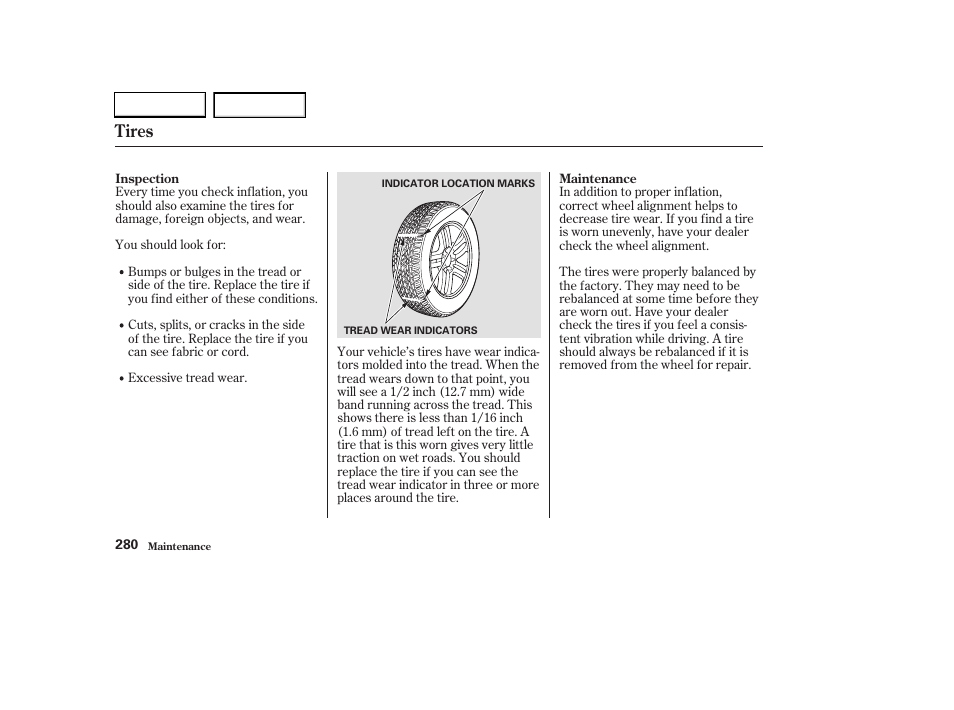 Tires | HONDA 2003 CR-V - Owner's Manual User Manual | Page 284 / 374