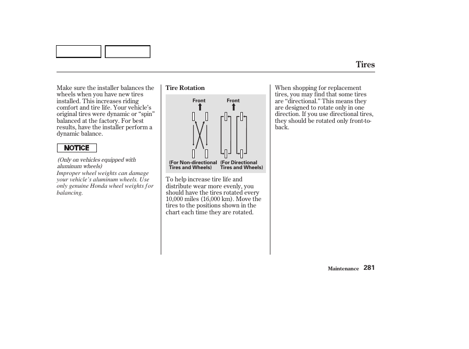 Tires | HONDA 2003 CR-V - Owner's Manual User Manual | Page 285 / 374