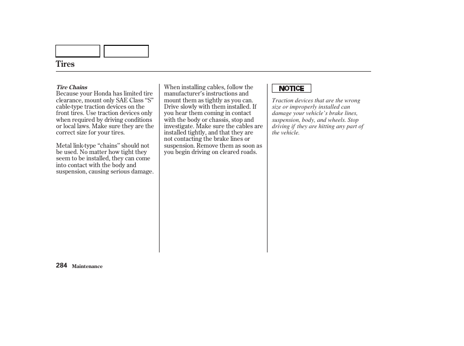 Tires | HONDA 2003 CR-V - Owner's Manual User Manual | Page 288 / 374