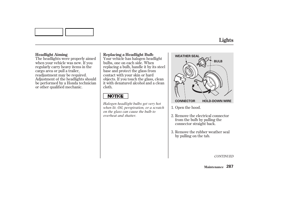 Lights | HONDA 2003 CR-V - Owner's Manual User Manual | Page 291 / 374