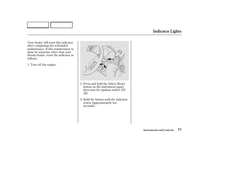 Indicator lights | HONDA 2003 CR-V - Owner's Manual User Manual | Page 75 / 374