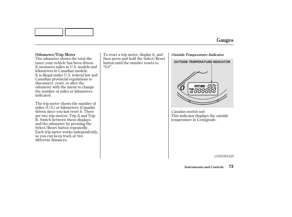 Gauges | HONDA 2003 CR-V - Owner's Manual User Manual | Page 77 / 374