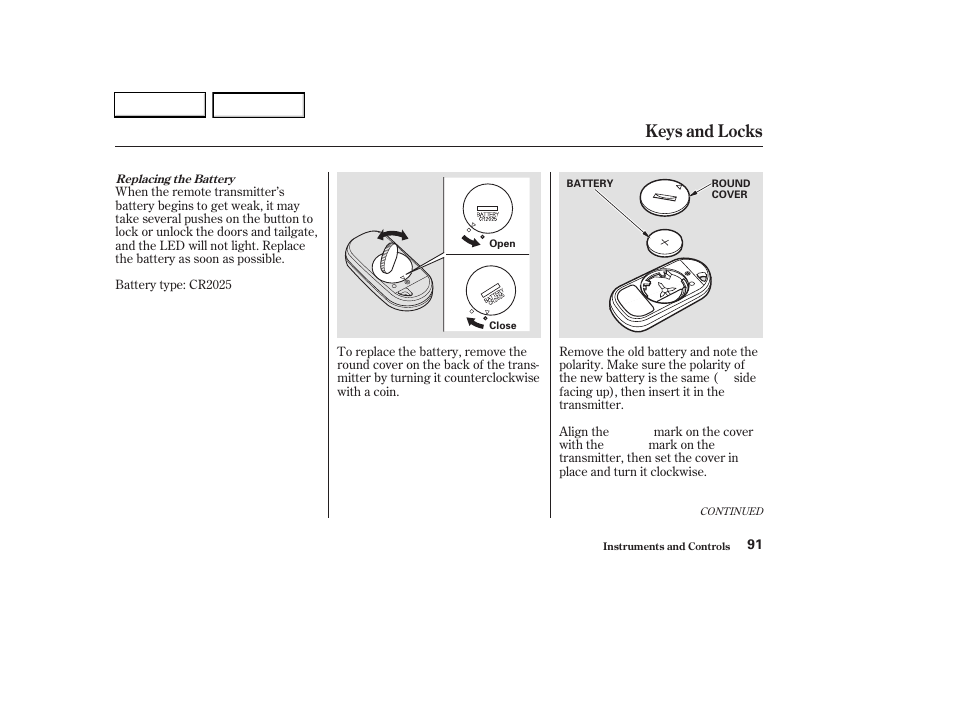 Keys and locks | HONDA 2003 CR-V - Owner's Manual User Manual | Page 95 / 374