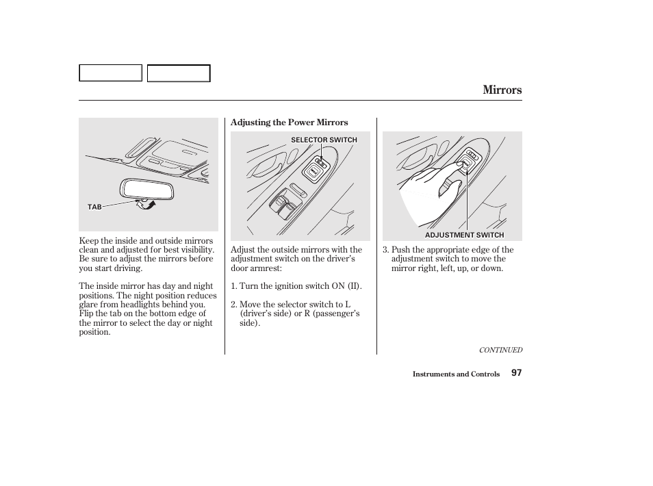 Mirrors | HONDA 2002 Accord Coupe - Owner's Manual User Manual | Page 100 / 375