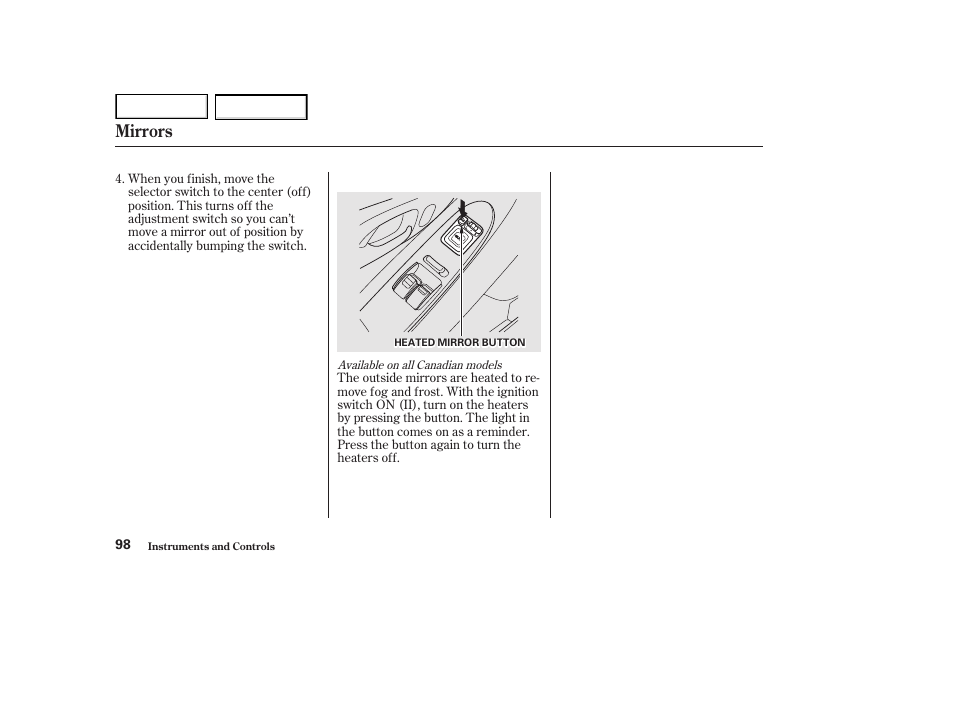 Mirrors | HONDA 2002 Accord Coupe - Owner's Manual User Manual | Page 101 / 375