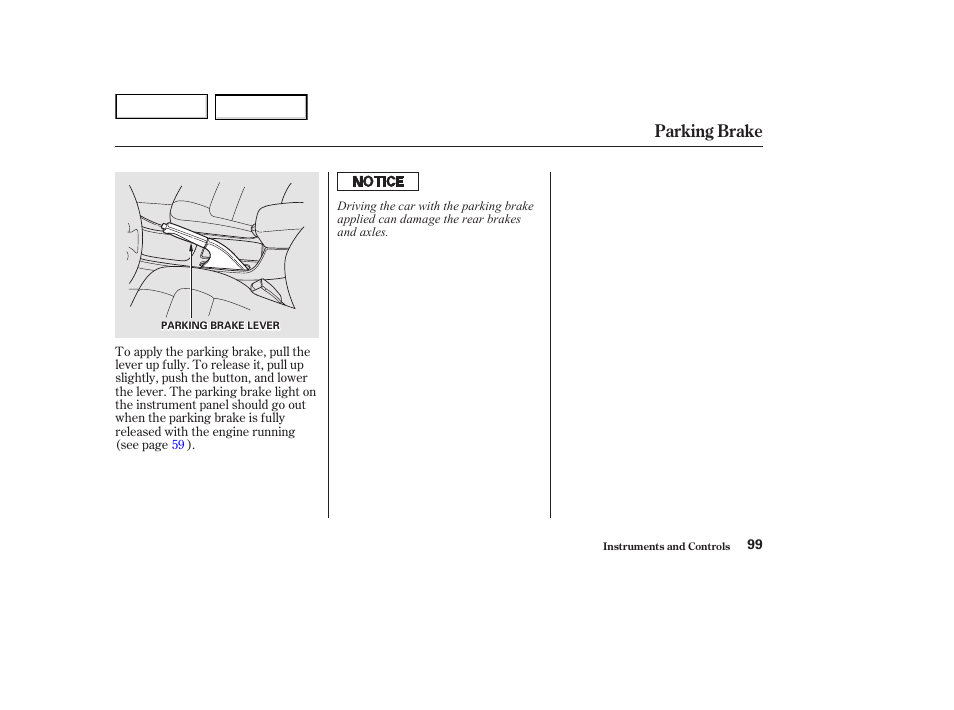 Parking brake | HONDA 2002 Accord Coupe - Owner's Manual User Manual | Page 102 / 375