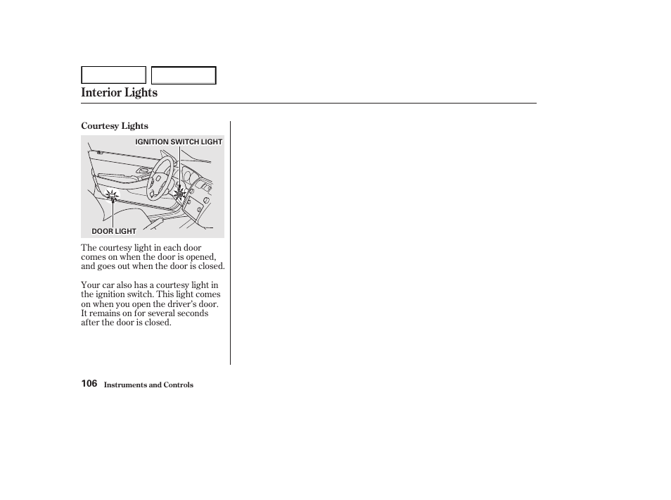 Interior lights | HONDA 2002 Accord Coupe - Owner's Manual User Manual | Page 109 / 375