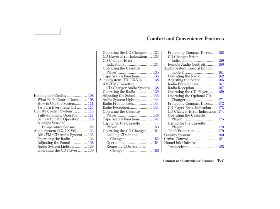 Comfort and convenience features | HONDA 2002 Accord Coupe - Owner's Manual User Manual | Page 110 / 375