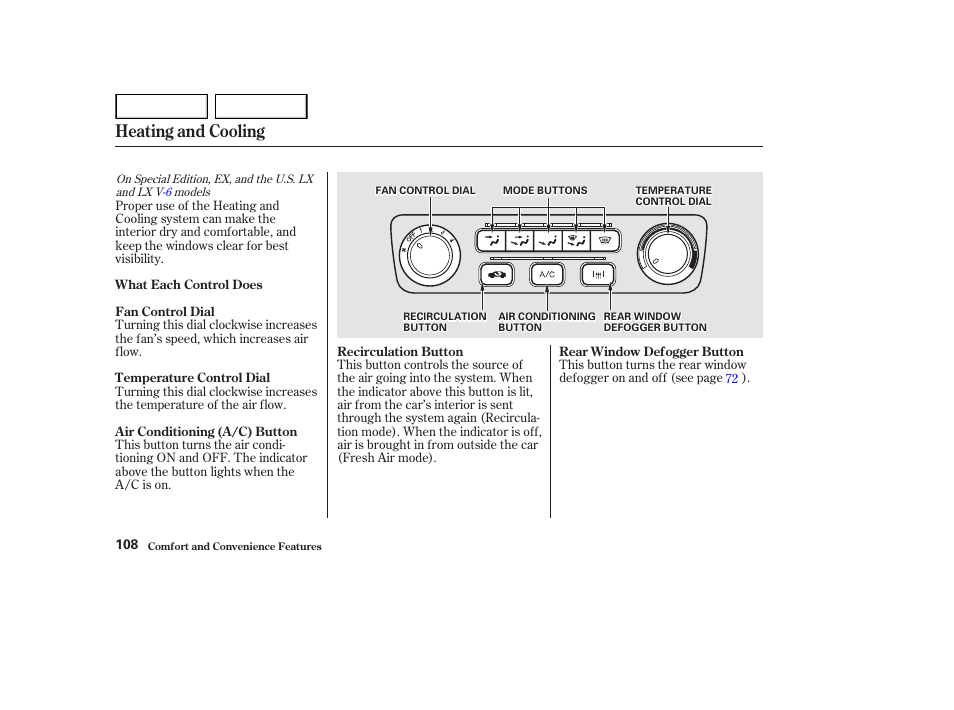 Heating and cooling | HONDA 2002 Accord Coupe - Owner's Manual User Manual | Page 111 / 375