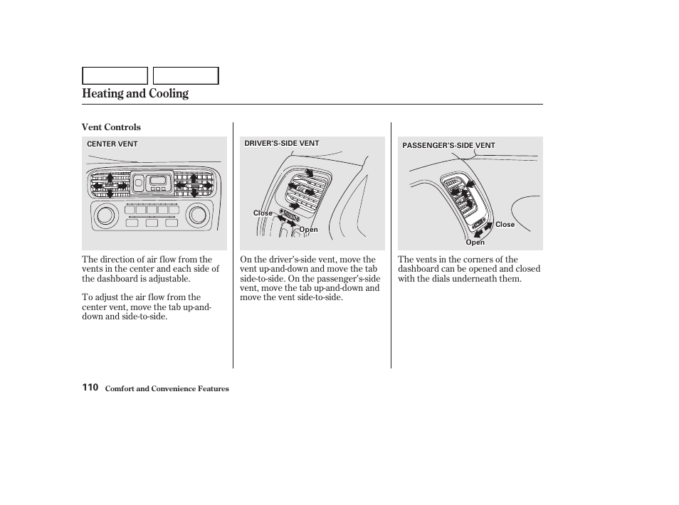 Heating and cooling | HONDA 2002 Accord Coupe - Owner's Manual User Manual | Page 113 / 375