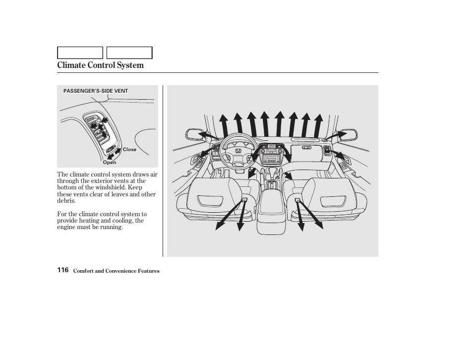Climate control system | HONDA 2002 Accord Coupe - Owner's Manual User Manual | Page 119 / 375
