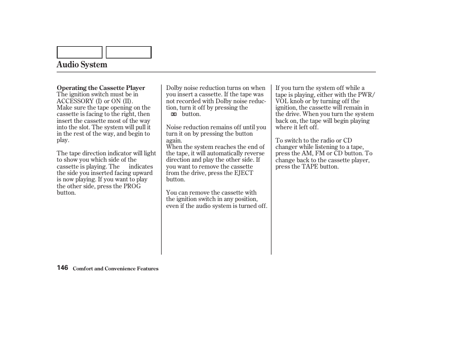 Audio system | HONDA 2002 Accord Coupe - Owner's Manual User Manual | Page 149 / 375
