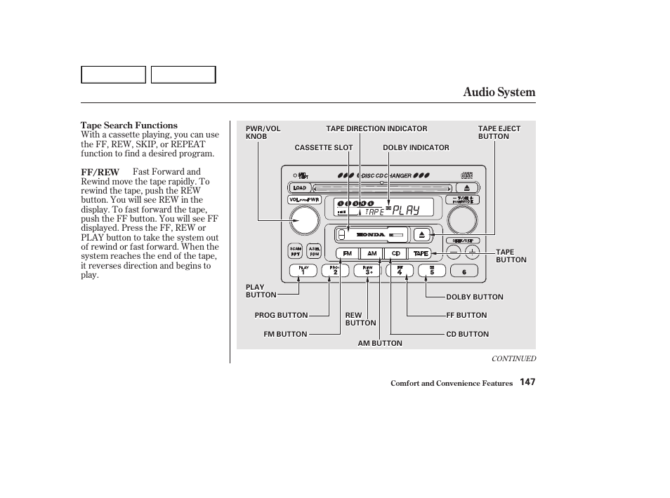 Audio system | HONDA 2002 Accord Coupe - Owner's Manual User Manual | Page 150 / 375