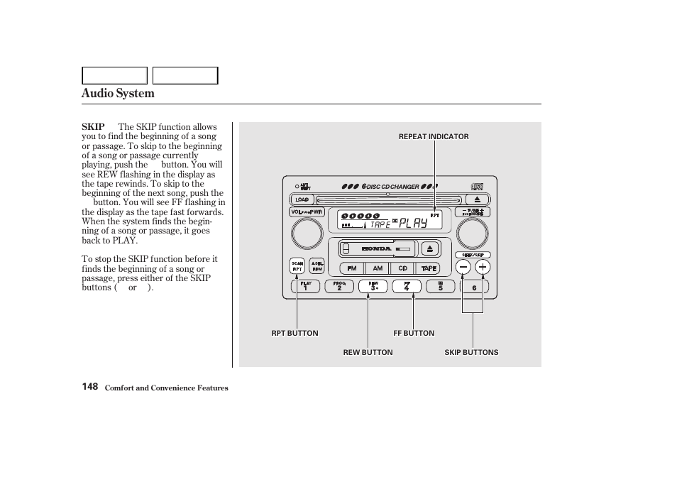 Audio system | HONDA 2002 Accord Coupe - Owner's Manual User Manual | Page 151 / 375