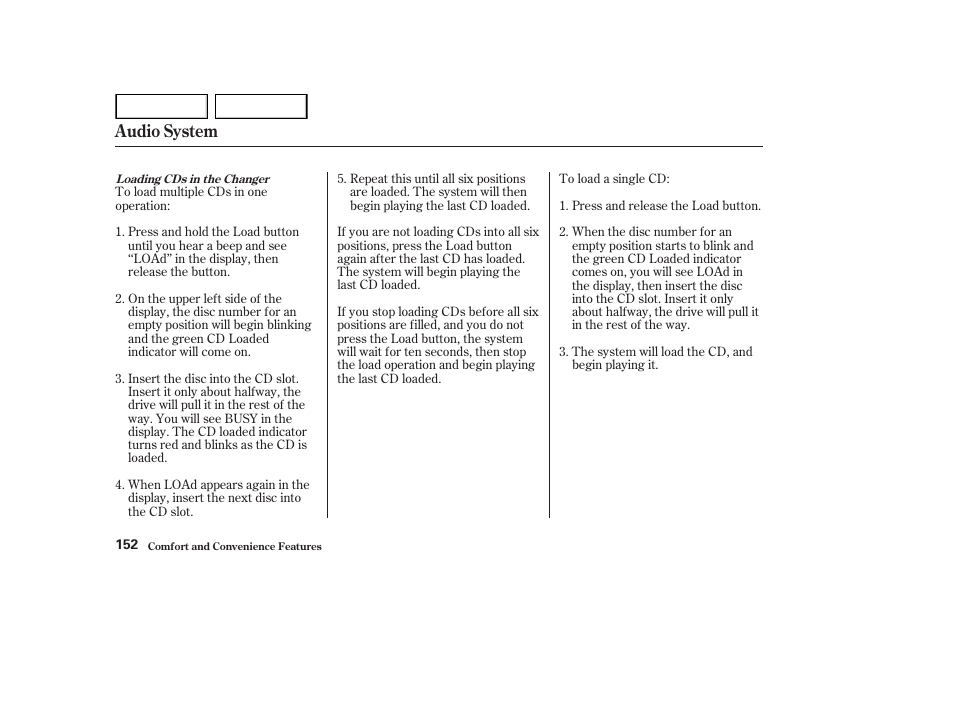 Audio system | HONDA 2002 Accord Coupe - Owner's Manual User Manual | Page 155 / 375