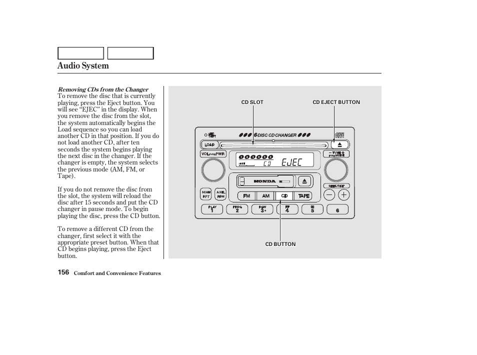 Audio system | HONDA 2002 Accord Coupe - Owner's Manual User Manual | Page 159 / 375