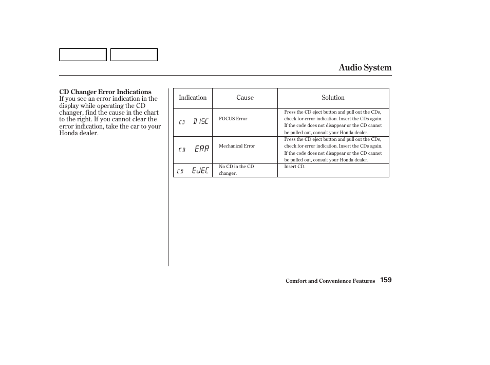 Audio system | HONDA 2002 Accord Coupe - Owner's Manual User Manual | Page 162 / 375