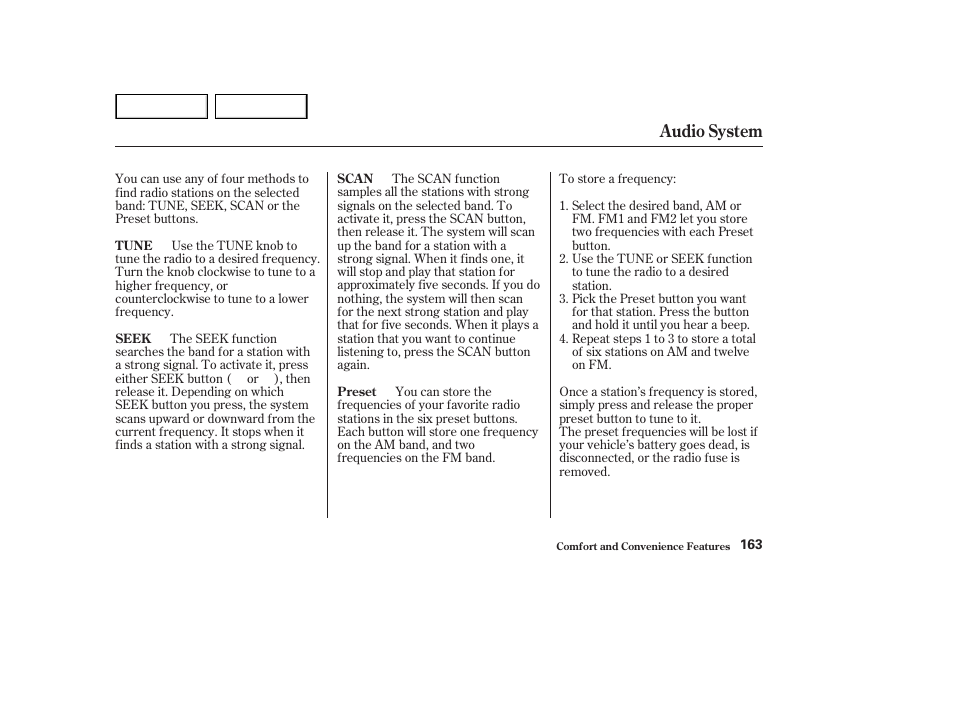 Audio system | HONDA 2002 Accord Coupe - Owner's Manual User Manual | Page 166 / 375