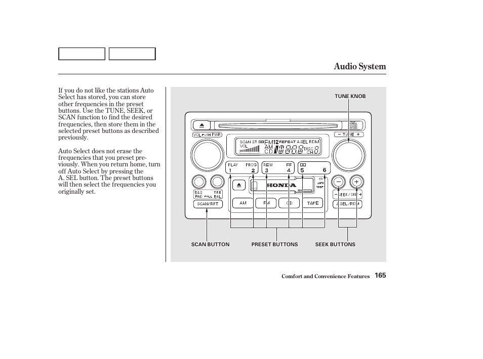 Audio system | HONDA 2002 Accord Coupe - Owner's Manual User Manual | Page 168 / 375