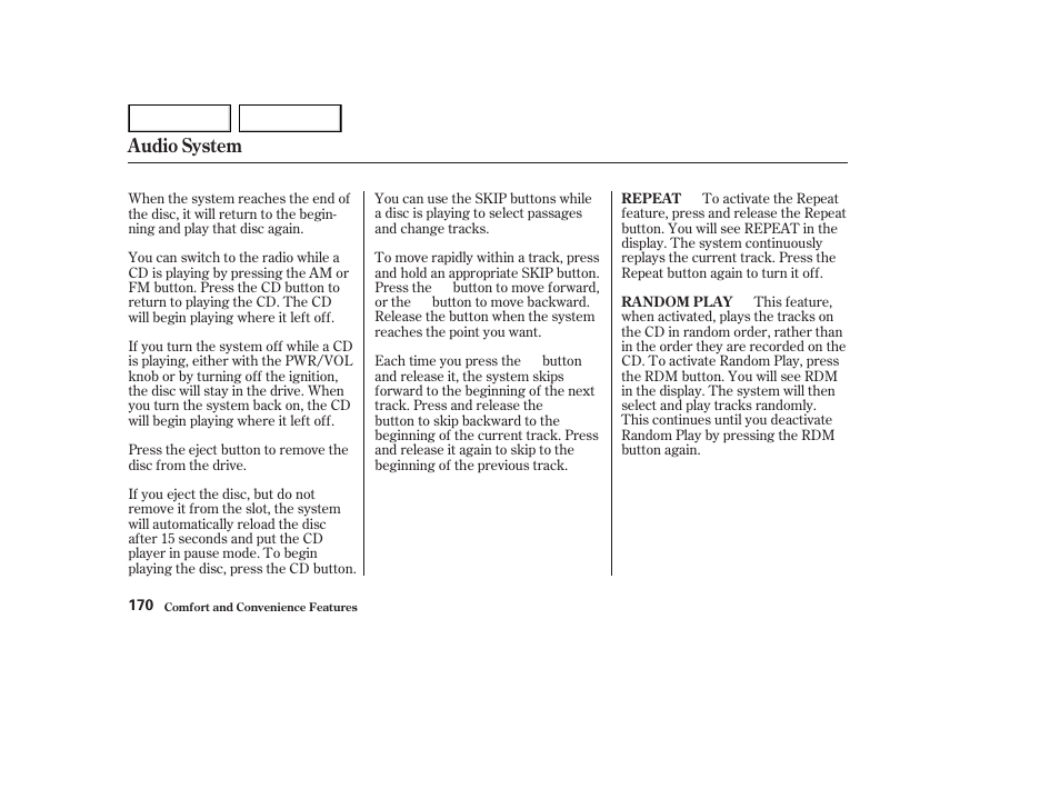 Audio system | HONDA 2002 Accord Coupe - Owner's Manual User Manual | Page 173 / 375