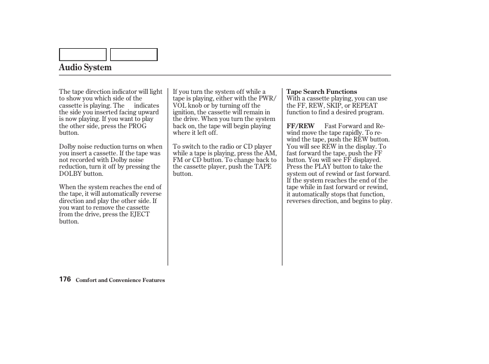 Audio system | HONDA 2002 Accord Coupe - Owner's Manual User Manual | Page 179 / 375