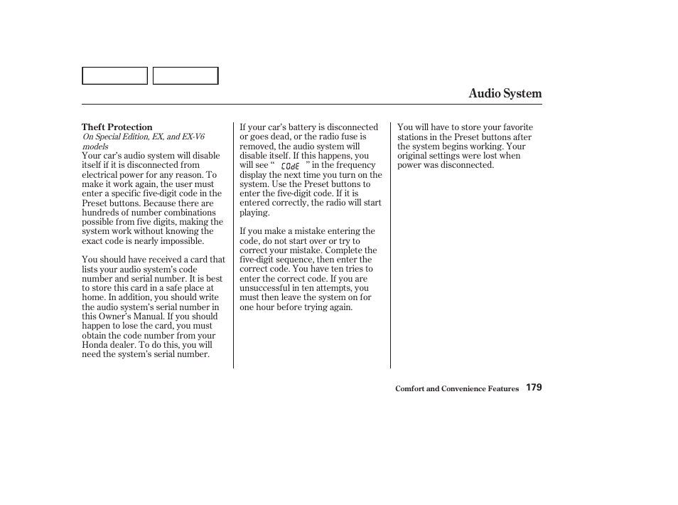 Audio system | HONDA 2002 Accord Coupe - Owner's Manual User Manual | Page 182 / 375