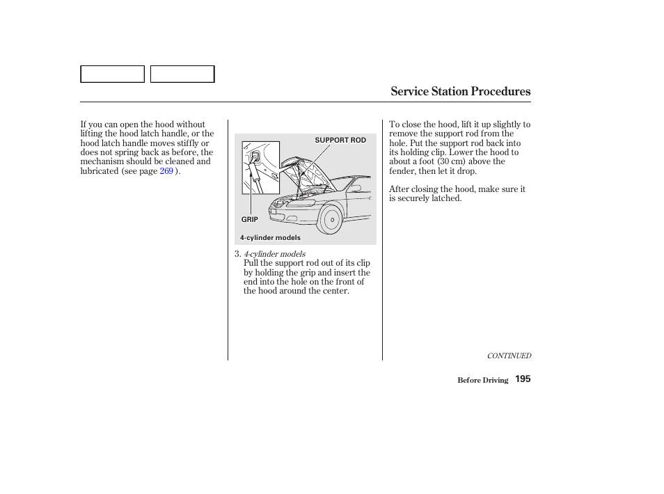 Service station procedures | HONDA 2002 Accord Coupe - Owner's Manual User Manual | Page 198 / 375