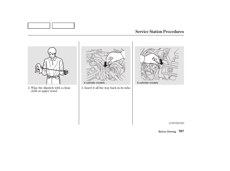 Service station procedures | HONDA 2002 Accord Coupe - Owner's Manual User Manual | Page 200 / 375