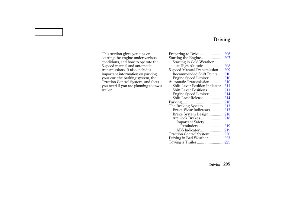 Driving | HONDA 2002 Accord Coupe - Owner's Manual User Manual | Page 208 / 375