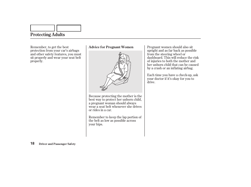 Protecting adults | HONDA 2002 Accord Coupe - Owner's Manual User Manual | Page 21 / 375